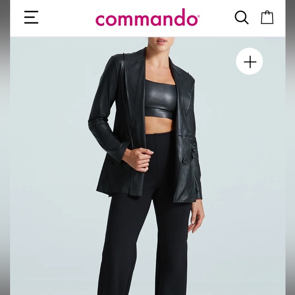 Faux Leather Double-Breasted Blazer - Picture 3 of 8